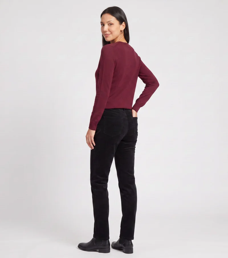 Gini London Black Corduroy Tapered Leg Trousers