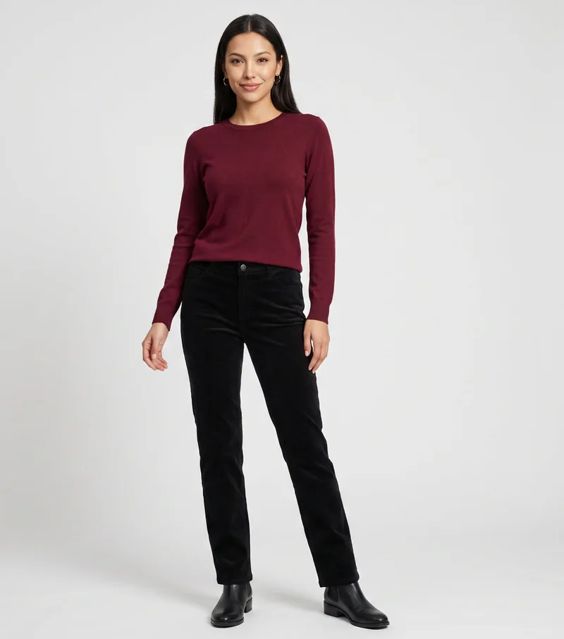 Gini London Black Corduroy Tapered Leg Trousers
