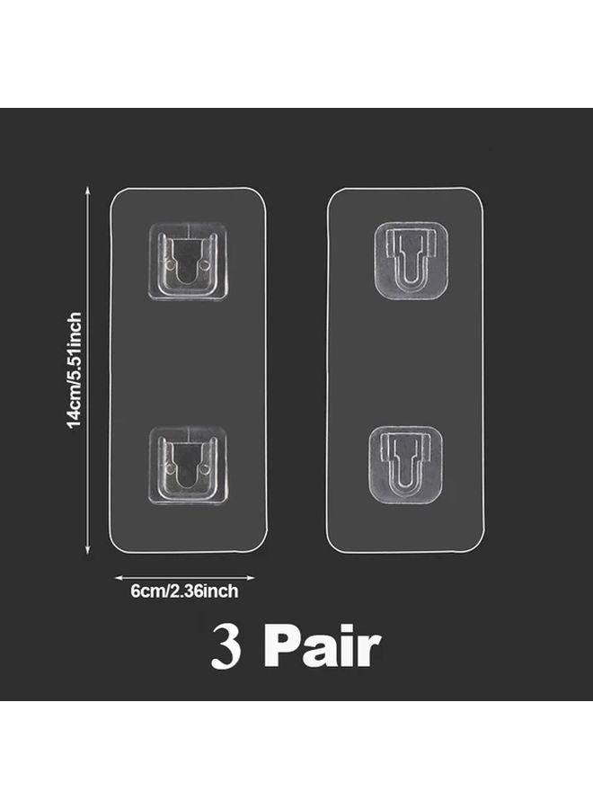 3 Pairs Wall Mounted Traceless Hooks Adhesive No Drill Multifunctional Utility Hangers - Image 1