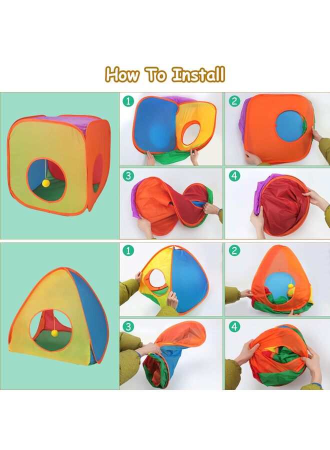 خيمة قابلة للطي على شكل نفق أرنب ومكعب، ألعاب تفاعلية على شكل نفق تجعيد، مخبأ للحيوانات الصغيرة للأرنب القزم (ملون) - Image 3