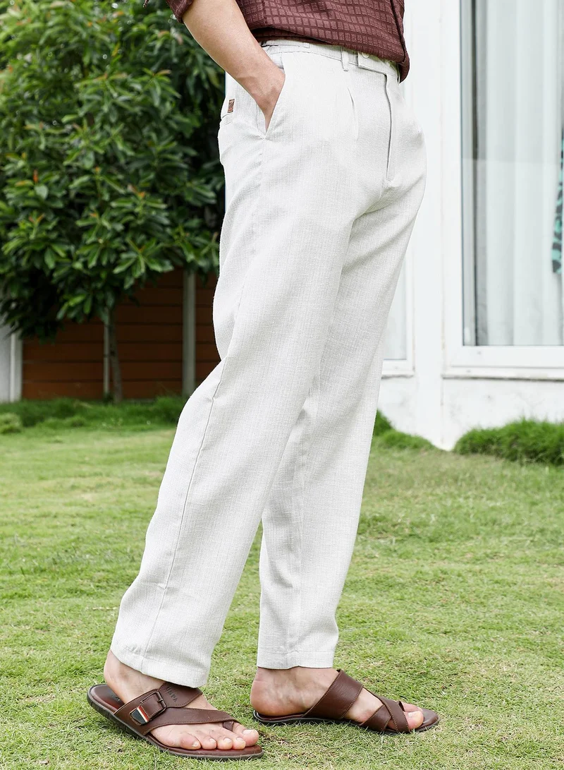 CAHOOT  Lightweight - Off White Textured Trousers for Men | Best Price UAE
