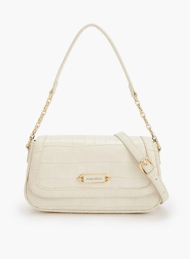 Textured Crossbody Bag With Magnetic Flap Closure