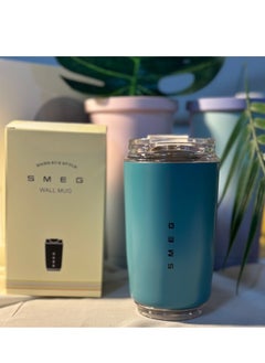 smeg 320ML Beverage Cup Travel Portable Car Drinking Cup Stainless Steel Vacuum Leak proof 320ML Coffee Thermos（blue）  - Image 1