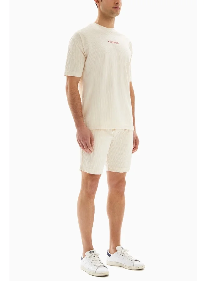 Wecre8 Beige "Freedom" Set of T-shirt and Shorts