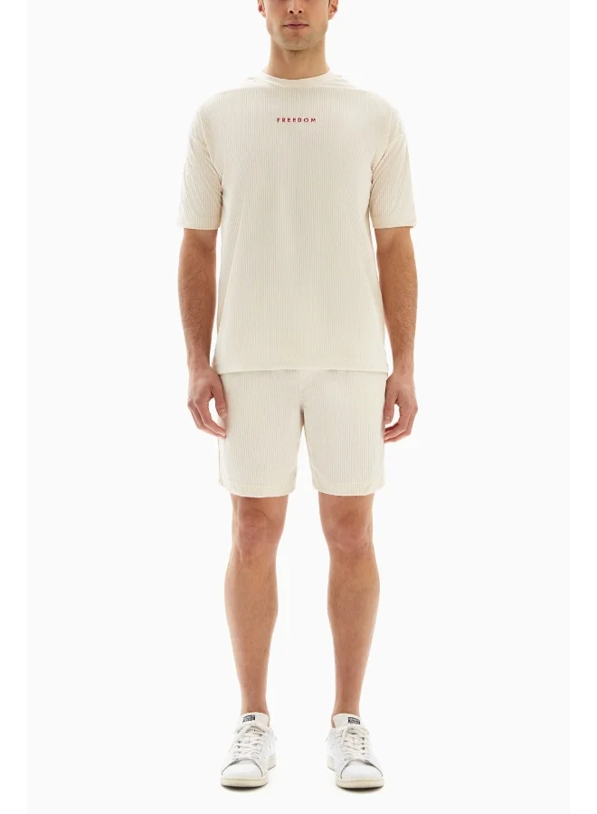 Wecre8 Beige "Freedom" Set of T-shirt and Shorts