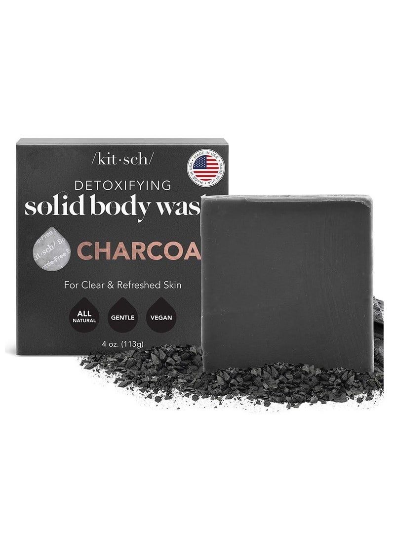 Kitsch Detoxifying Charcoal Body Wash Bar Made in US All Natural Body Wash Paraben Free Sulfate free Body Wash for Women and Men Moisturizing Body Wash Bar Zero Waste 4 oz - Image 1