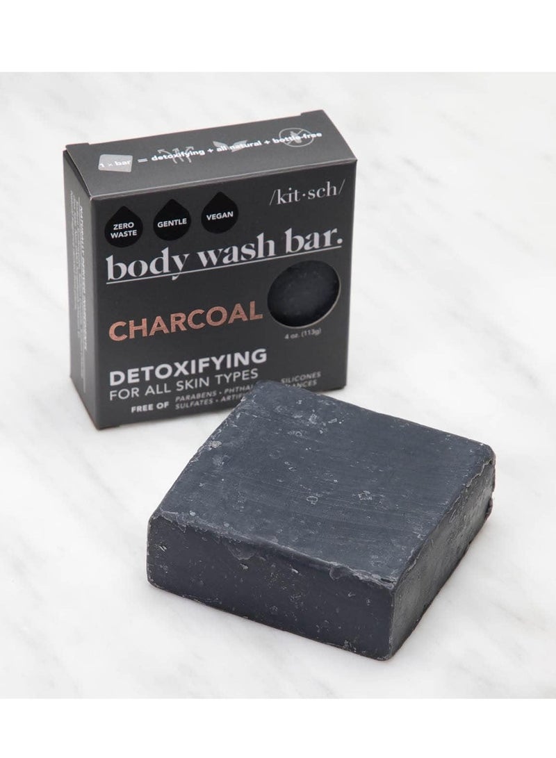 Kitsch Detoxifying Charcoal Body Wash Bar Made in US All Natural Body Wash Paraben Free Sulfate free Body Wash for Women and Men Moisturizing Body Wash Bar Zero Waste 4 oz - Image 2