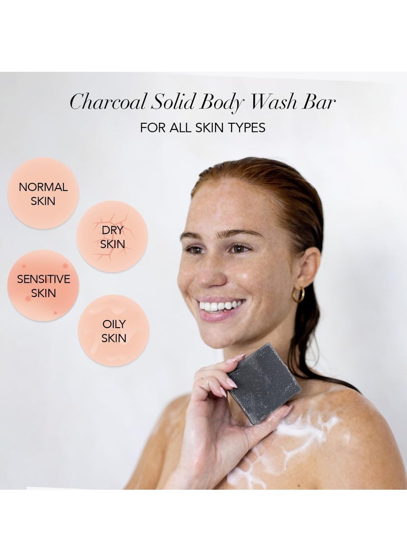 Kitsch Detoxifying Charcoal Body Wash Bar Made in US All Natural Body Wash Paraben Free Sulfate free Body Wash for Women and Men Moisturizing Body Wash Bar Zero Waste 4 oz - Image 3