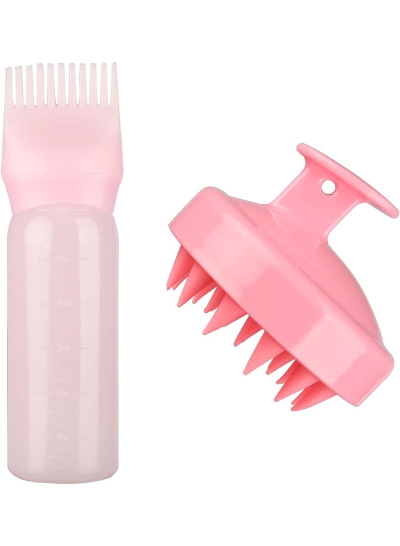 Root Comb Applicator Bottle with Scalp Massager Shampoo Brush for Hair Coloring Dye and Scalp Treatment, Multicolor - Image 1