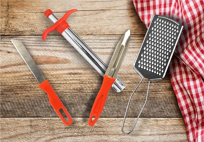 Luckymorden Gas Lighter Combo Pack Gas Lighter Peeler with Knife Red 4 Pieces Set - Image 2
