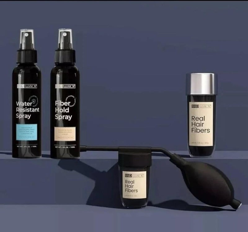 Hair Illusion Combo Kit Including Water Resistance Holding Spray 100 H Fibe