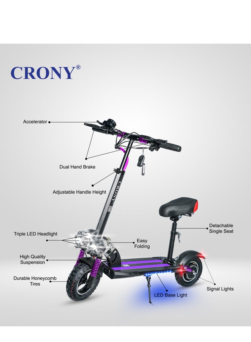 V10  Pro Fast Speed Electric Scooter 1200W Motor 36V Battery Triple Led Headlamps,10"Off Road Wide Tyres，All-Terrain,Dual Suspension, Dual Hydraulic Disc Brakes Ebike, Easy Foldable, Portable Commuter E-Scooter for Adults & Kids, 120KG Load Skateboard, 21KG Aluminum frame,Urban Mobility，Purple