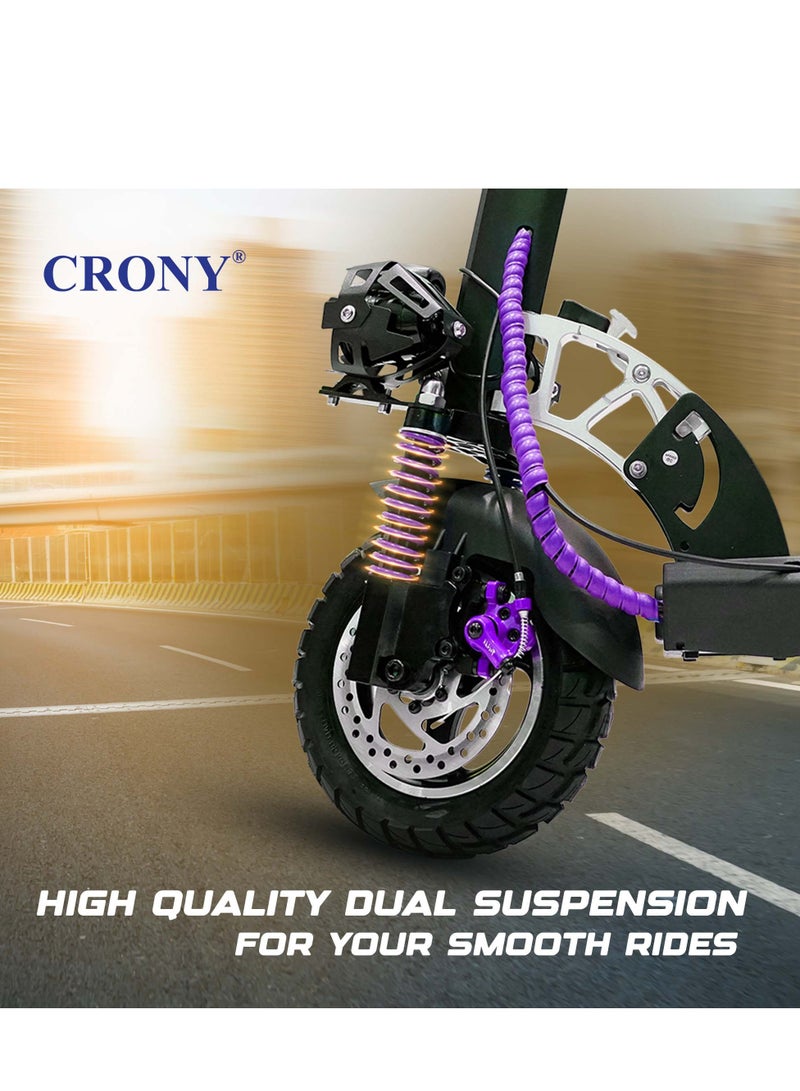 V10  Pro Fast Speed Electric Scooter 1200W Motor 36V Battery Triple Led Headlamps,10"Off Road Wide Tyres，All-Terrain,Dual Suspension, Dual Hydraulic Disc Brakes Ebike, Easy Foldable, Portable Commuter E-Scooter for Adults & Kids, 120KG Load Skateboard, 21KG Aluminum frame,Urban Mobility，Purple