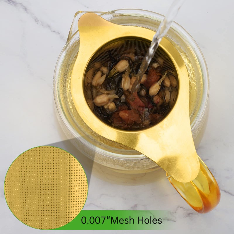 Maqqet Tea Infuser Basket Stainless Steel Tea Strainer Tea Filter With Small Strainer And Lid Tea Diffuser For Loose Tea Superior Brewing Experience (One pack gold) - Image 5