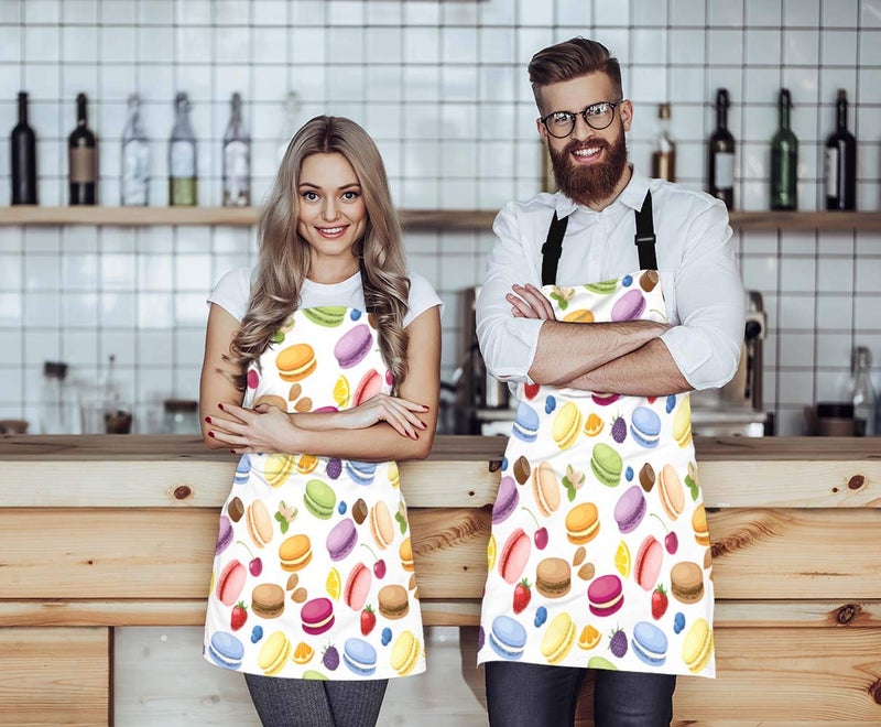 WONDERTIFY مريلة ماكارونس رائعة، مريلة ملونة للكعك والفواكه المختلفة مع رقبة قابلة للتعديل للرجال والنساء مناسبة للمنزل والمطبخ والطهي والنادلة والشواية والبيسترو والخبز والشواء الإسكافي - Image 2