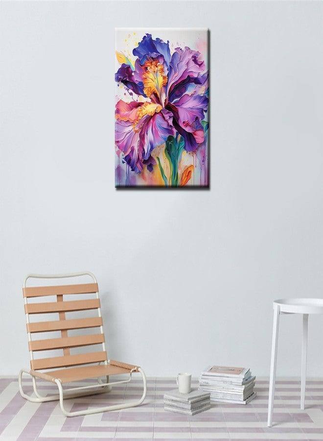 Aihonmin Iris Flower Paint by Number for Adult and Kids Beginner,Floral Canvas Oil Painting Kit Digital Painting,Modern Style Watercolor Home Decoration,(Without Frame - Image 2