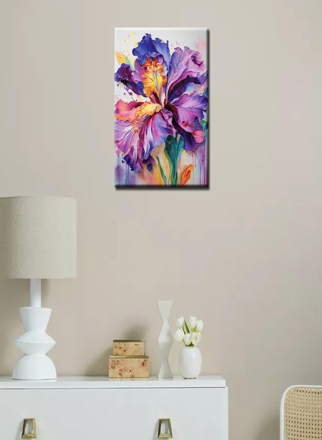 Aihonmin Iris Flower Paint by Number for Adult and Kids Beginner,Floral Canvas Oil Painting Kit Digital Painting,Modern Style Watercolor Home Decoration,(Without Frame - Image 4