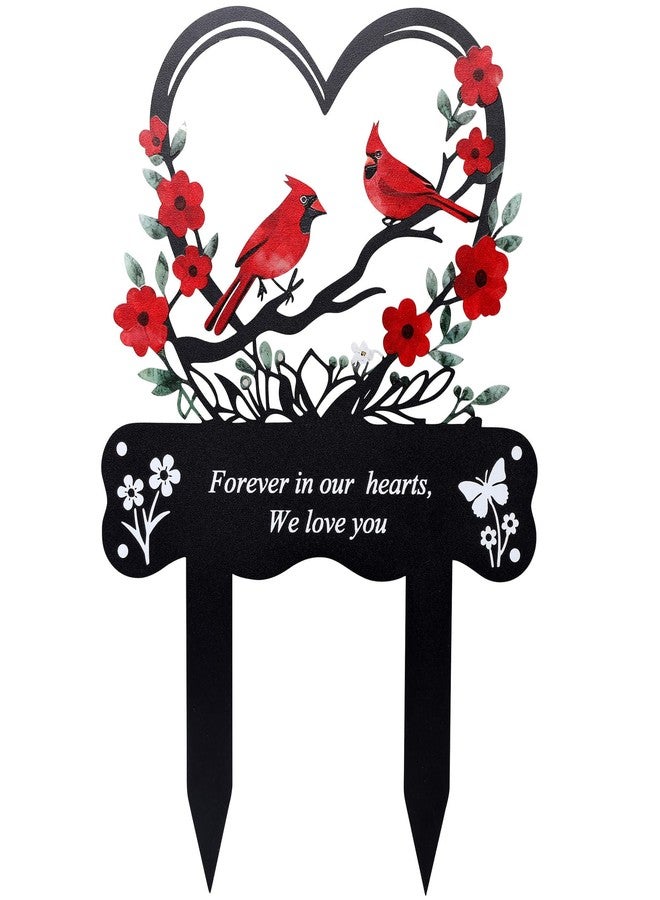 Wocst Cemetery Decorations for Grave Memorial Plaque Stake Grave Marker Cardinals Garden Stake Metal Decoration for Mom Dad Cemetery Outdoors Yard Garden - Image 1