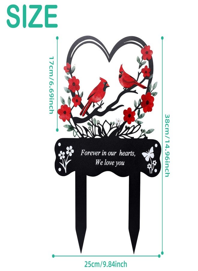 Wocst Cemetery Decorations for Grave Memorial Plaque Stake Grave Marker Cardinals Garden Stake Metal Decoration for Mom Dad Cemetery Outdoors Yard Garden - Image 3