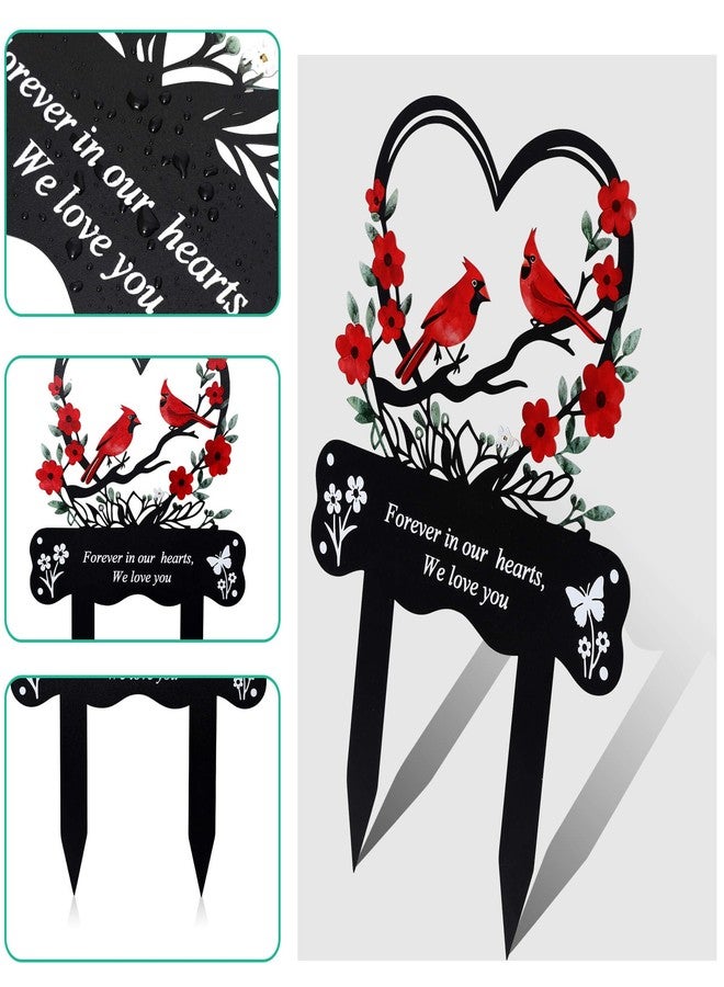 Wocst Cemetery Decorations for Grave Memorial Plaque Stake Grave Marker Cardinals Garden Stake Metal Decoration for Mom Dad Cemetery Outdoors Yard Garden - Image 4