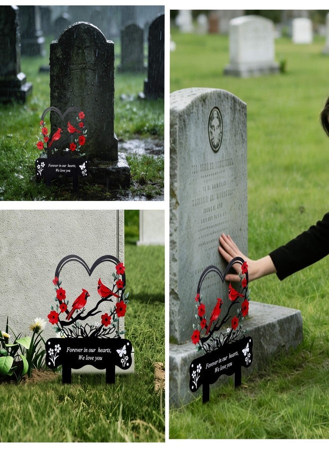 Wocst Cemetery Decorations for Grave Memorial Plaque Stake Grave Marker Cardinals Garden Stake Metal Decoration for Mom Dad Cemetery Outdoors Yard Garden - Image 5
