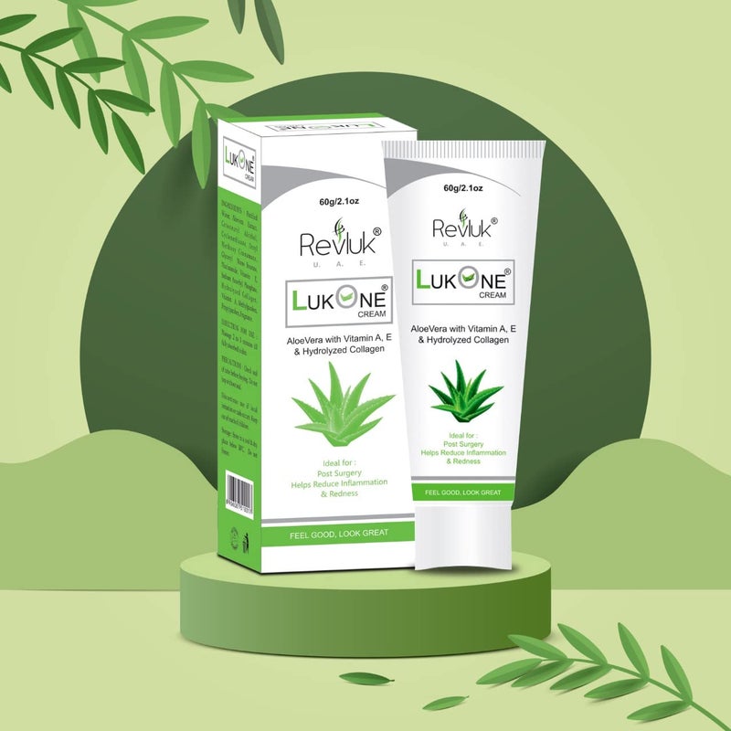 Revluk-Lukone Aloe Vera & Vitamin E Cream - Soothing Relief for Dry, Itchy Skin | Hydrating, Healing Moisturizer for Sensitive Skin | 60 gm - Image 1
