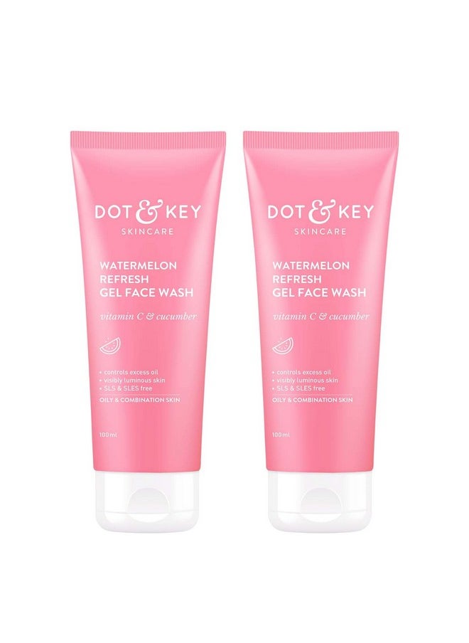 Dot & Key - Watermelon Super Glow Gel Face Wash With Vitamin C & Cucumber | Face Wash For Glowing Skin Pigmentation And Dark Spot Reduction Normal Combination & Oily Skin (200Ml) | Pack Of 2 - Image 1