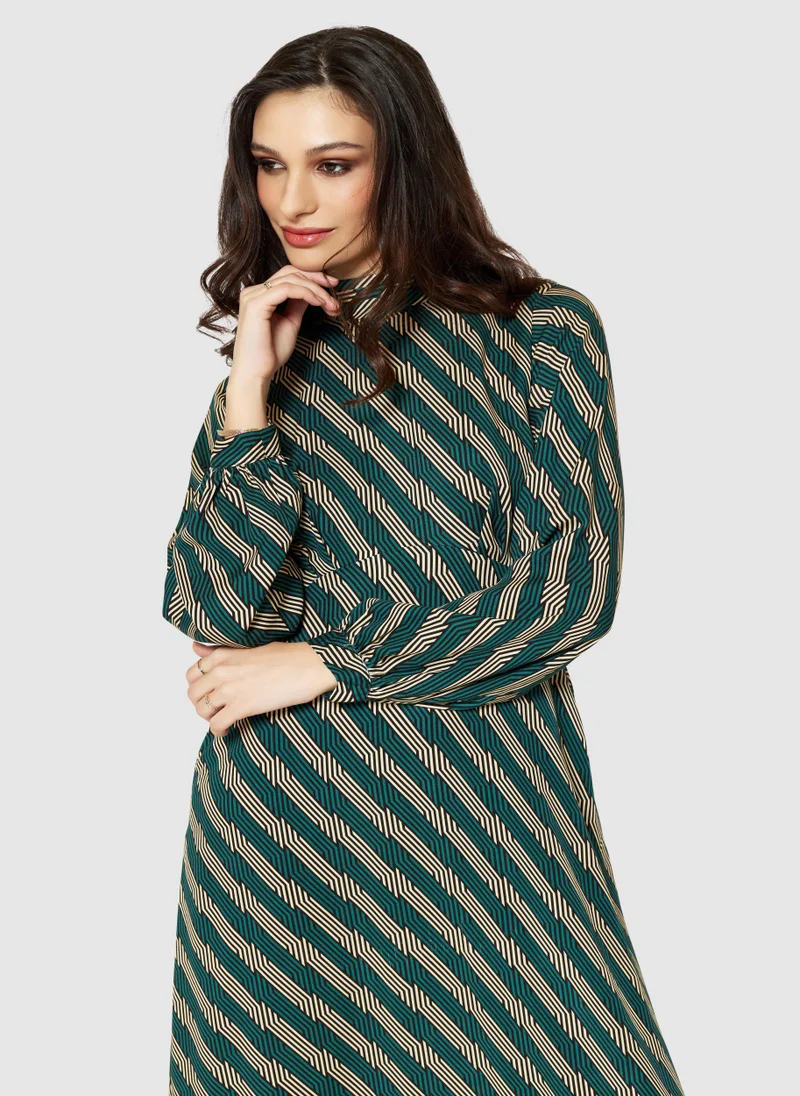كلوزيت لندن Balloon Sleeve Striped Dress