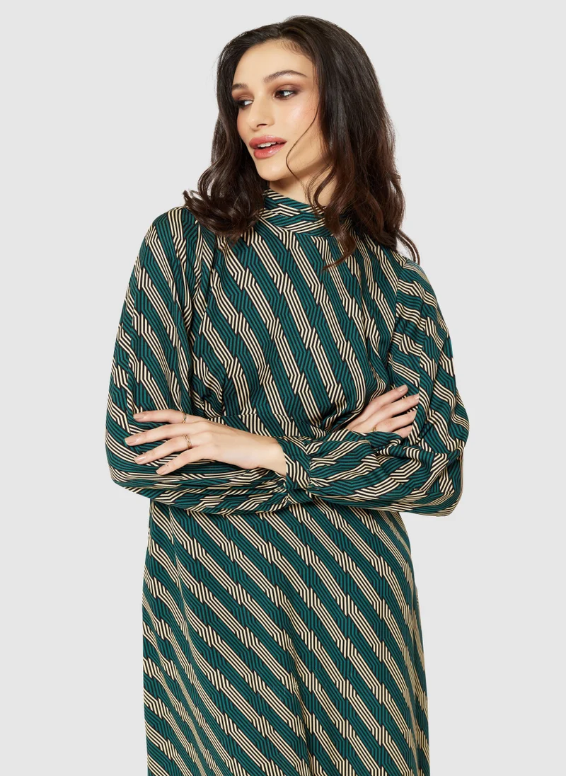 كلوزيت لندن Balloon Sleeve Striped Dress