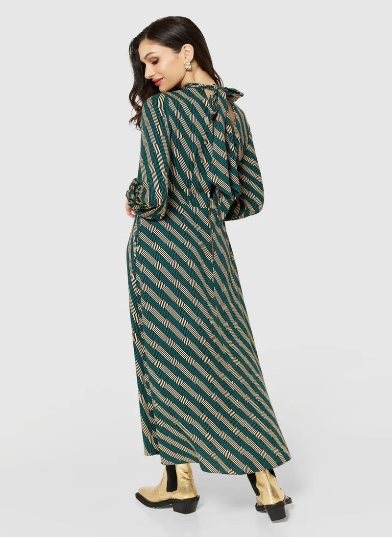 كلوزيت لندن Balloon Sleeve Striped Dress