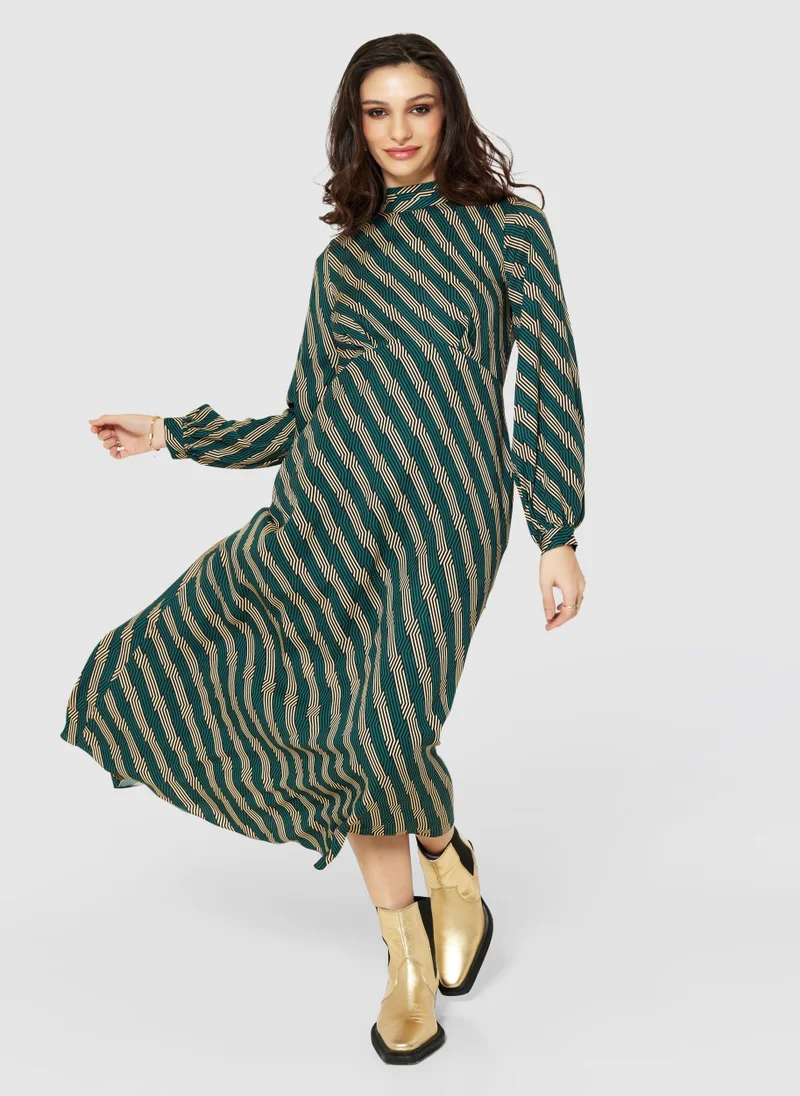 كلوزيت لندن Balloon Sleeve Striped Dress