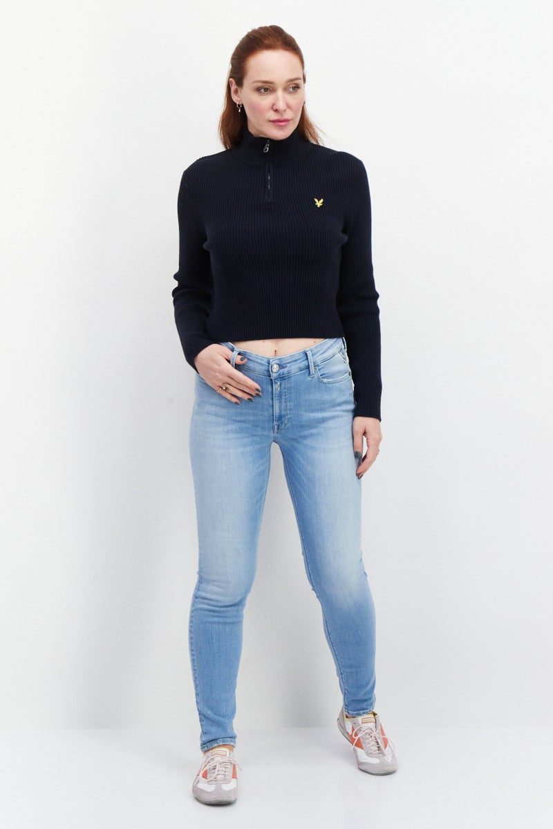 Lyle & Scott Women High Neck Long Sleeve Knitted Sweater, Dark Navy - Image 4