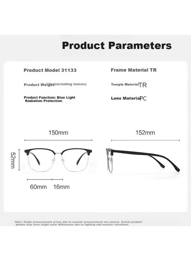 Amorays Ultra-light Semi-rimless Blue Light Blocking Gl For Men And Women, Prescription Compatible, Stylish Large Frame For Big Faces, Slimming Effect - Image 3
