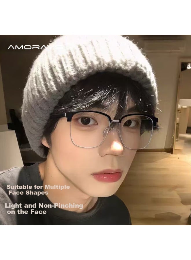 Amorays Ultra-light Semi-rimless Blue Light Blocking Gl For Men And Women, Prescription Compatible, Stylish Large Frame For Big Faces, Slimming Effect - Image 1