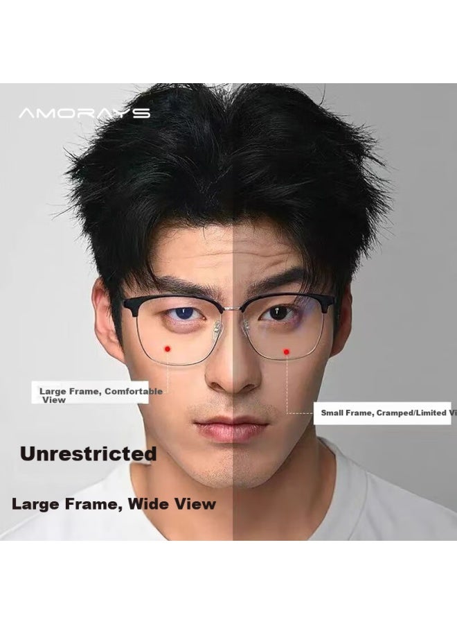Amorays Ultra-light Semi-rimless Blue Light Blocking Gl For Men And Women, Prescription Compatible, Stylish Large Frame For Big Faces, Slimming Effect - Image 2
