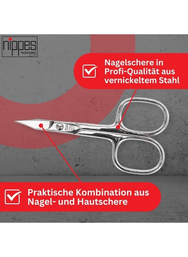 nippes Solingen Nail Scissors Nickel Plated (851) | Essential Tool For The Perfect Manicure | Made Of Hardened Nickel-Plated Steel | With A Stalk & Curved Tip - Image 2