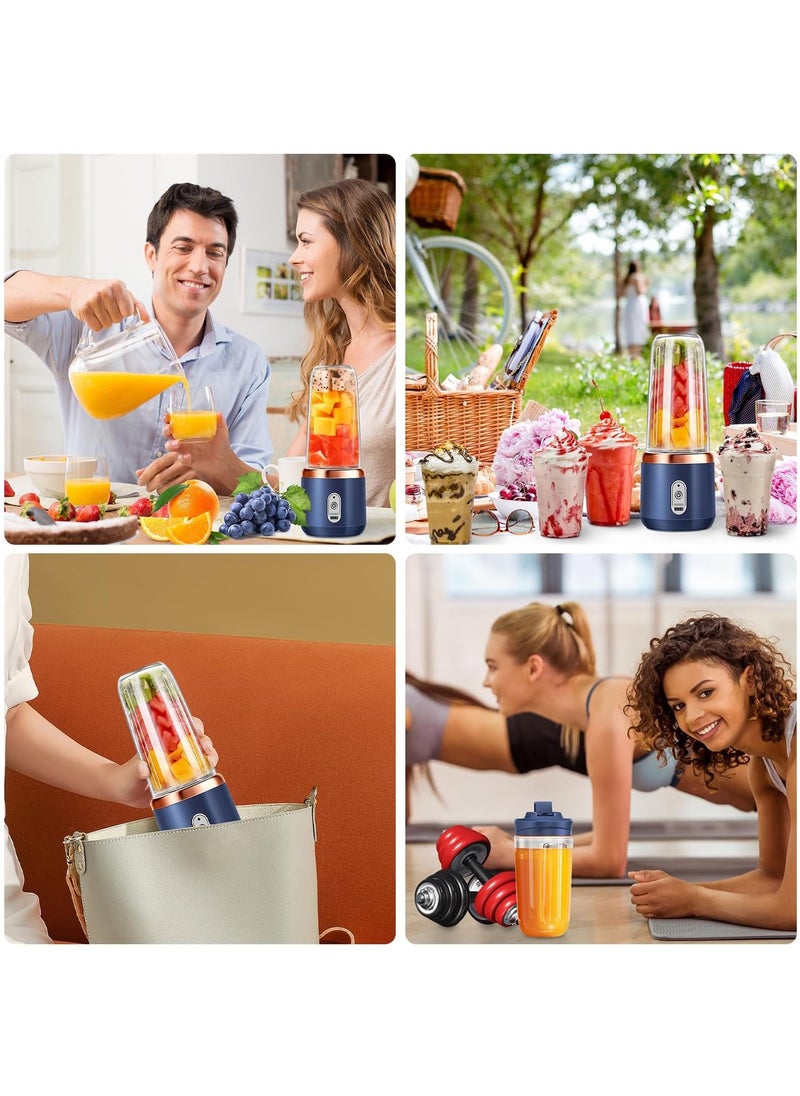 Arabest - خلاط محمول، كوب عصارة خلاط بحجم شخصي، خلاط صغير، كوب عصير خلاط، كوب فواكه محمول لخلاط الفاكهة، للعصائر والمخفوقات والفواكه والثلج، خلاط خلاط 351 مل، محمول للسفر، المنزل (أزرق) - Image 1