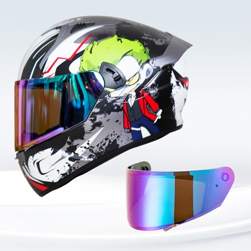 VCOROS X9 Full Face Motorcycle Helmet Replacement Shield 5Color Lens Available (Rainbow) - Image 2