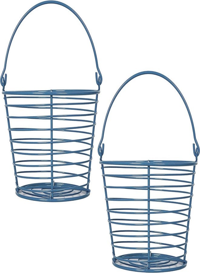 CONCORD 8" Egg Basket For Storage Collecting and Transporting Chicken and Duck Eggs. Farm Grade Wire Baskets. 2 Pack (Blue) - Image 1