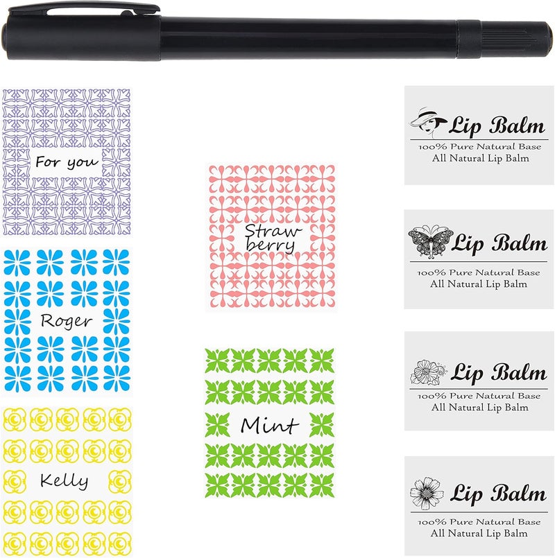 Kare Kind Labels for Lip Balm Tubes - Value Pack of 400 Stickers - 200 Writable & 200 Printed - Self Adhesive - Fineliner Pen Included - Image 1