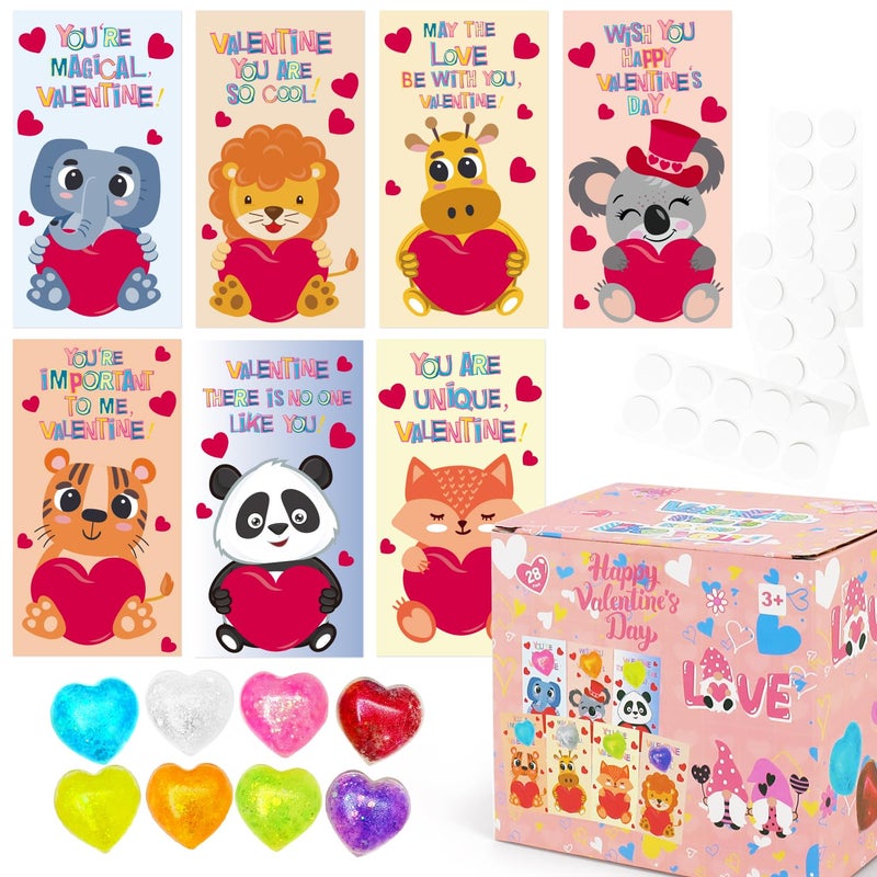 Aviski 28PACK Valentines Day Greeting Cards With Heart Shape Stress Ball Stretchy Kids Valentine Exchange Cards for Girls Boys School Class Exchange Gifts Classroom Prizes Valentine Party Favors - Image 3