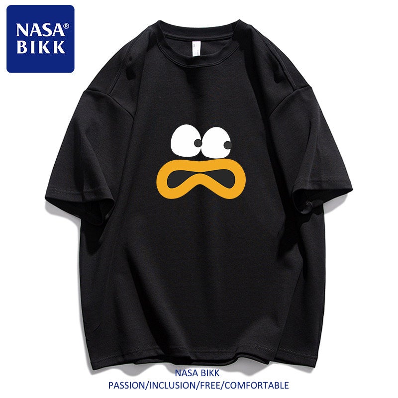 Trendy brand T-shirt pure cotton ins summer American print male and female couple versatile trendy round neck loose half-sleeved short-sleeved - Image 1