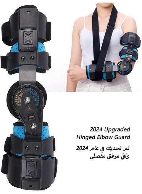 Hinged Elbow Brace,Stainless Steel Adjustable Arm Orthosis InJury Recovery... sisProtector Recovery Support for Left Arm (Black),Breathable&Comfortable