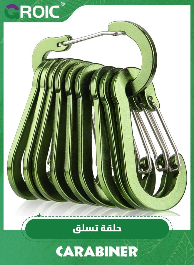 GROIC 10 Pack Lightweight Locking Carabiner Clips, Fishing Multi-Use Carabiner Clips, 2.7" Small Caribeener Clips, Mini Keychain Aluminum Clip for Camping Hiking Outdoor Traveling Backpacking Gym - Image 1