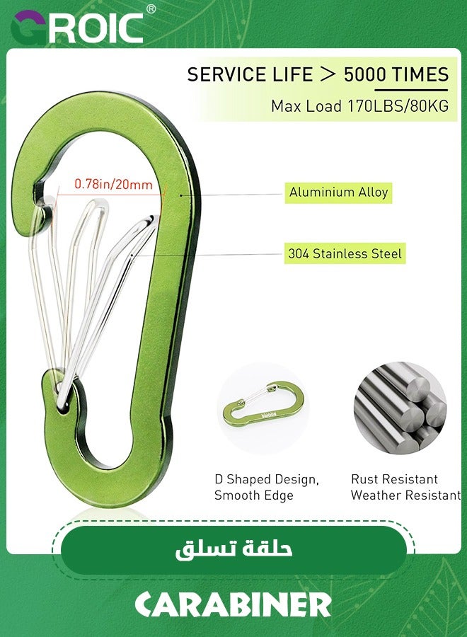 GROIC 10 Pack Lightweight Locking Carabiner Clips, Fishing Multi-Use Carabiner Clips, 2.7" Small Caribeener Clips, Mini Keychain Aluminum Clip for Camping Hiking Outdoor Traveling Backpacking Gym - Image 2