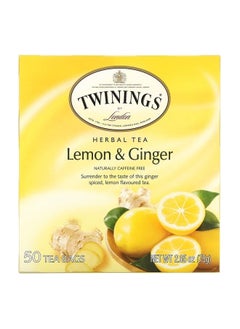 Herbal Tea, Lemon & Ginger, Caffeine Free, 50 Tea Bags, 2.65 oz (75 g), Twinings
