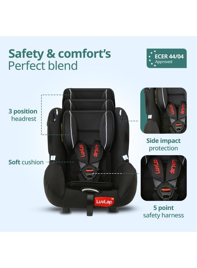 Luvlap 4-in-1 Infant/Baby Car Seat & Carry Cot with Canopy, Convertible Car seat, 5-Point Safety Harness, Rocking & Feeding Chair, Baby Carry Cot, 0 to 15 Months & Weight Upto 13 Kgs (Black) - Image 4
