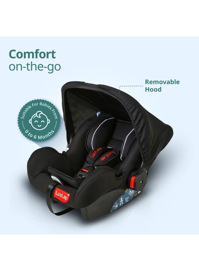Luvlap 4-in-1 Infant/Baby Car Seat & Carry Cot with Canopy, Convertible Car seat, 5-Point Safety Harness, Rocking & Feeding Chair, Baby Carry Cot, 0 to 15 Months & Weight Upto 13 Kgs (Black) - Image 5