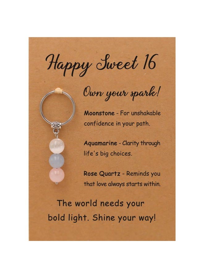PRCOLUX Happy Birthday Gifts for Women Friend Sister Mom Daughter, 13 16 21 30 40 50 60 70th Birthday Gifts Crystal Keychain, Silver, Standard - Image 1