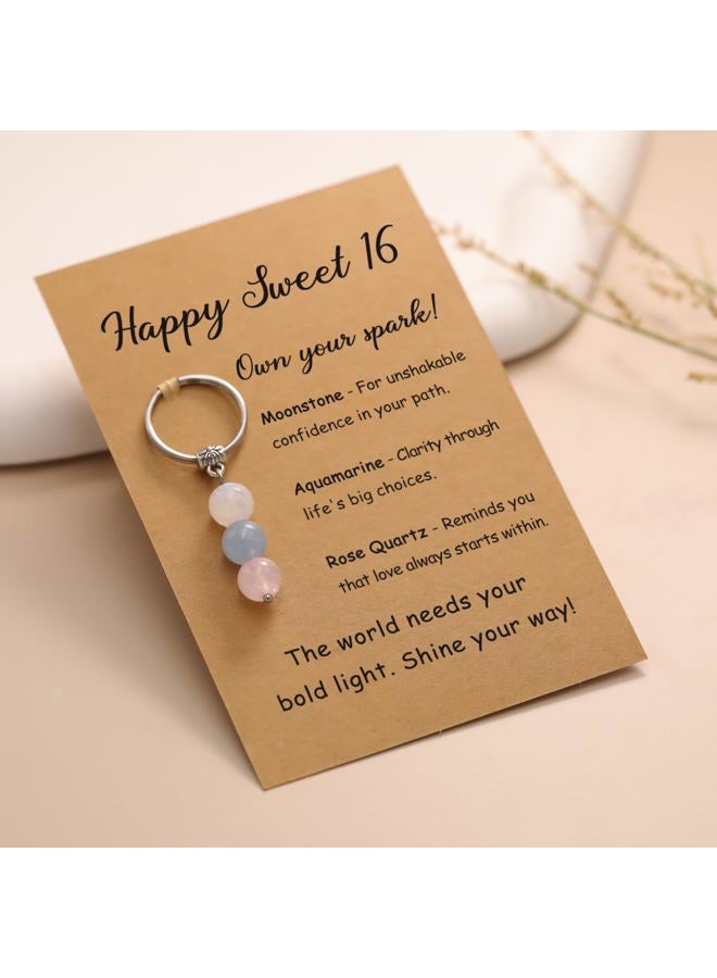 PRCOLUX Happy Birthday Gifts for Women Friend Sister Mom Daughter, 13 16 21 30 40 50 60 70th Birthday Gifts Crystal Keychain, Silver, Standard - Image 3